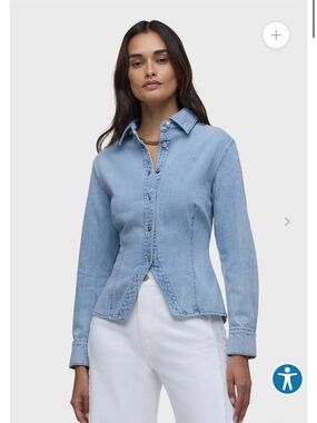 Hudson Button-Up Denim Long Sleeve (peplum style)